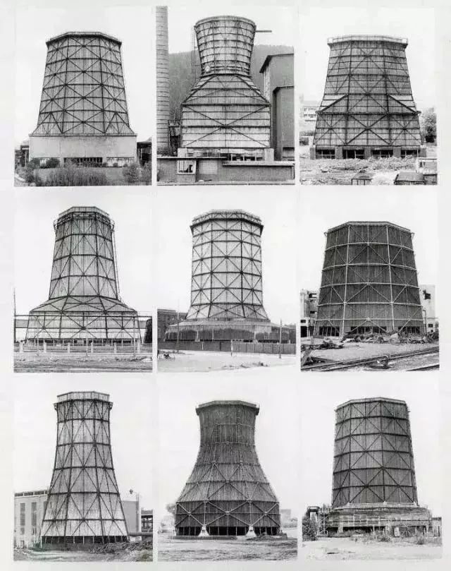 早期各種形狀的冷卻塔